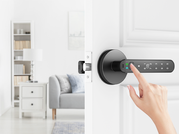 Smart handle door lock black