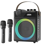RIENOK 100W Powerful Voice Amplifier with 2 Wireless Microphones, Big Pro Sound Portable Speaker ...