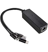 UCTRONICS Gigabit PoE Splitter 5V 3A, 2-in-1 PoE to USB C/Micro USB Adapter, IEEE 802.3af/at Comp...