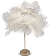 ASHATA Touch Switch Feather Lamp, Feather Table Lamp, Touch Switch USB Ostrich Feather Lamp 3 Col...