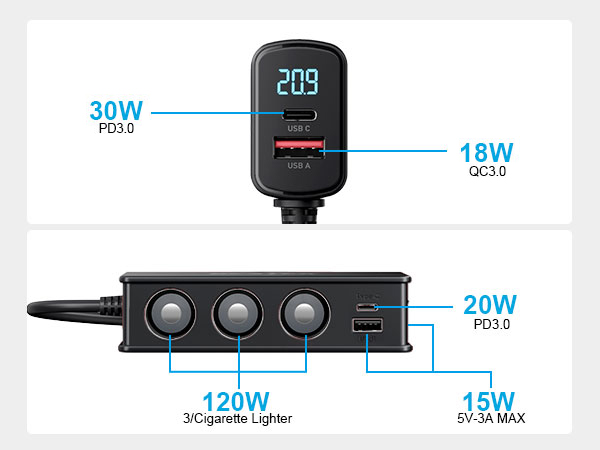 185W cigarette lighter adapter