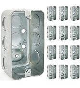 (Pack of 12) 4x2 Inch Utility Size Single Gang Electrical Box, Handy Box, Ten 1/2 Inch Knockouts,...