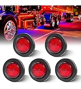 Oyviny 5PCS 2 Inch Red Round Trailer LED Marker Clearance Lights, 2” Side Marker Lights 4 LED Sea...