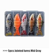 EXAURAFELIS 5 PCS Multi Jointed Swimbaits Fishing Lures for Bass Trout Perch Slow Sinking Lifelik...