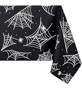 Karseteli Rectangle Halloween Tablecloth, 60 x 84 Inch Waterproof Spider Web Table Cloth, Washabl...