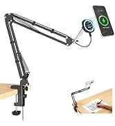 VRIG Magnetic Wireless Charger Phone Holder for Bed Desk, Flexible Articulating Table Mount, Over...