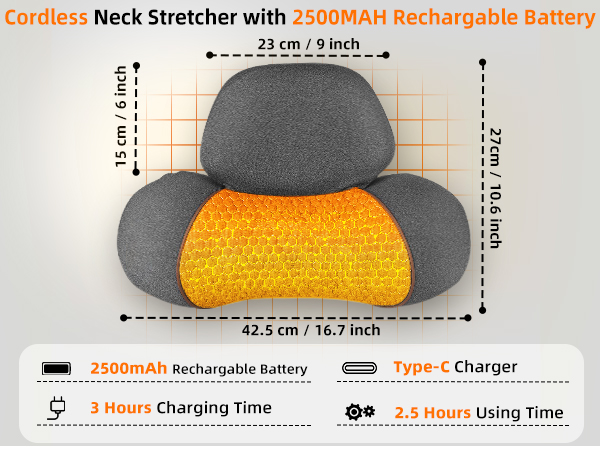 Cordless Heated Neck Massager Pillow for Pain Relief, Neck Stretcher Cervical Traction