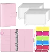 Antner A6 Budget Binder with Zipper Cash Envelopes for Money Organizer &amp; Budgeting, PU Leather Bu...