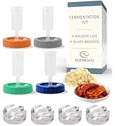 Elementi Mason Jar Fermentation Kit - Set of 4 Glass Fermenting Weights &amp; Wide Mouth Mason Jar Fe...