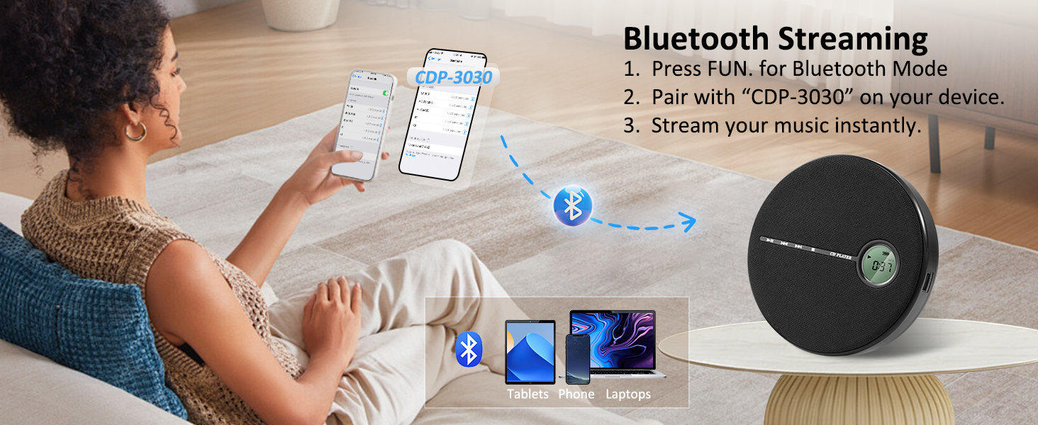 portable cd player bluetooth recieving