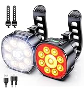 Cuvccn Bike Lights [8+7 Modes], USB Rechargeable Bike Lights Front and Back, Ultra Bright with Sp...