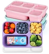 MaMix Bento Box Adult Snackle Boxes 4 Pack, 5 - Compartment Meal Prep Containers Reusable, Food S...