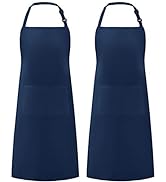Syntus 2 Pack Adjustable Bib Apron Waterdrop Resistant with 2 Pockets Cooking Kitchen Aprons for ...