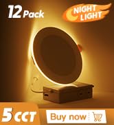 Amico 12 Pack 6 Inch 5CCT LED Recessed Ceiling Light with Night Light, 2700K/3000K/3500K/4000K/50...
