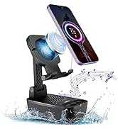 comiso IPX7 Waterproof Cell Phone Stand with Wireless Bluetooth Speaker, Anti-Slip Design Shower ...