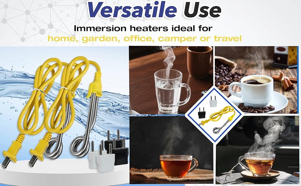 Immersion Cup Water Heater 120V-300W, 240V-600W A+4