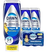 Dawn Dish Soap Squeeze Bottle, EZ-Squeeze Platinum Dish Soap Liquid+Non-Scratch Sponges for Dishe...