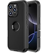 Jiunai for iPhone 16 Pro Max Case Heavy Duty Strong Shockproof Port Protection Screenless Dustpro...