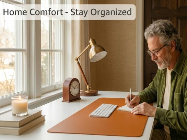 Leather Office Desk Pad Protector, Large Mouse Pad, Non-Slip, PU Leather