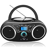 Portable CD Boombox with Bluetooth, FM Stereo Radio, USB Port, CD-R/CD-RW/MP3-CD Compatible, AUX ...