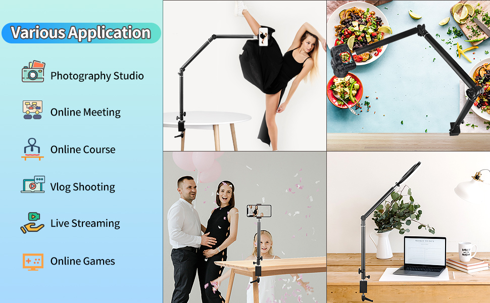 3 Section Heavy Duty Overhead Camera Desk Mount Stand