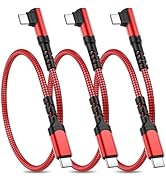 Pofesun USB C Cable Right Angle, 60W USBC to USB C Cable [1ft/3Pack], USB C Cable Fast Charging,N...