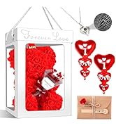 CODE FLORIST Rose Bear Valentine's Day Flower Bear Gifts,Rose Teddy Bear with Box,Cute Romantic A...
