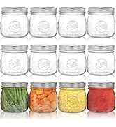 Tebery 12 Pack Wide Mouth Home Glass Mason Jars with Airtight Lids and Bands, 16Oz Canning Glass ...