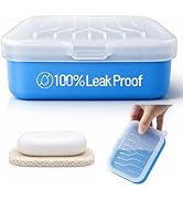 Leakproof Silicone Travel Soap Case: Compact Portable Bar Soap Case with Drainage Layer &amp; Upgrade...