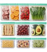 Anelueeoo 10 Pack Reusable Freezer Bags,Leakproof Reusable Food Storage Bags BPA Free Healthy Foo...