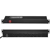 VEVOR 8 Outlet Horizontal 1U Rack Mount PDU Power Strip for Network Server Racks, Surge Protectio...