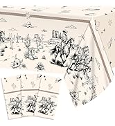 CHUNNIN 3Pcs Western Party Tablecloth for Cowboy Birthday Supplies Rodeo Bachelor Themed Plastic ...