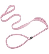 Slip Lead Dog Leash, Dog Training Leash with Double Handle, Soft Leather Nylon Slip Leash and Col...