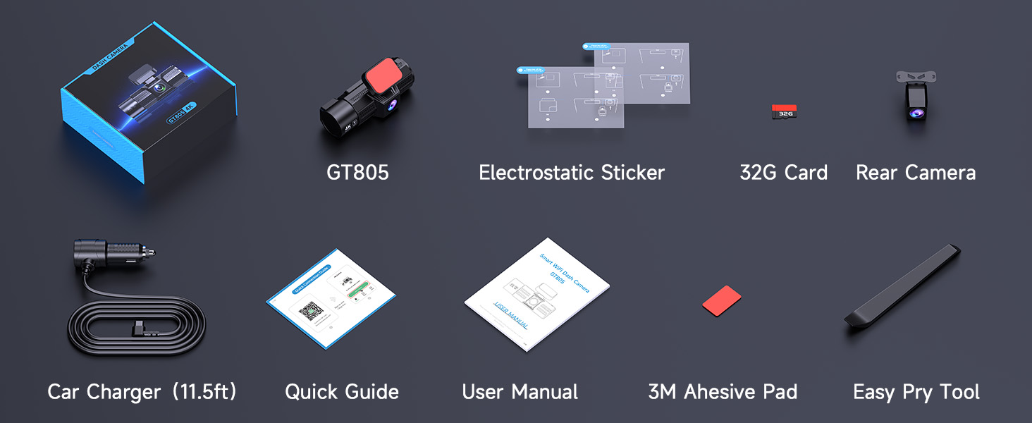 car camera - dash cam front and rear