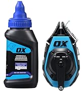 OX Pro 50ft Precision Chalk Line Tool Value Pack - Kevlar Ultra Fine Line Blue Chalk Reel with 1....