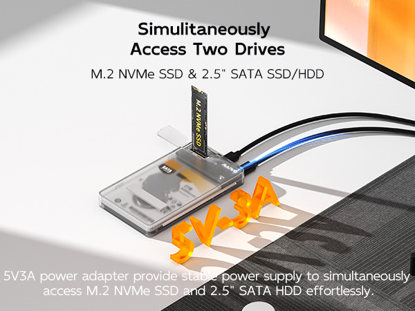 nvme sata reader adapter Compatible with M.2 PCIe NVMe 2.5 inch SATA SSD/HDD hard disk dock station