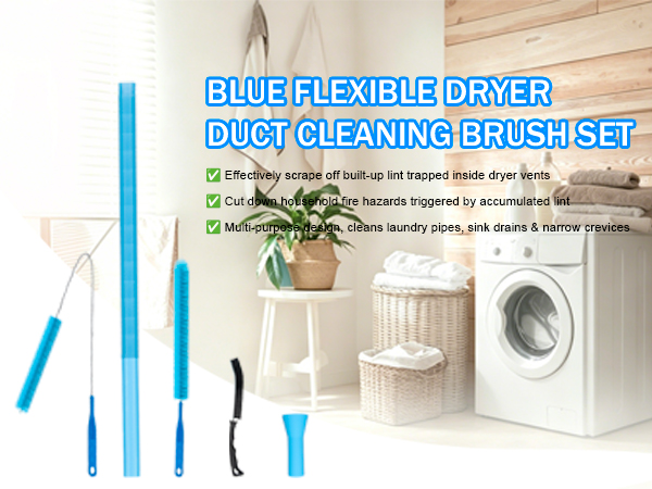 Dryer Vent Cleaner Kit with Flexible Vacuum Hose Attachments