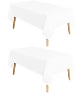 Lemict 2 Pack Table Cloth 60x102 Inch - Rectangle 6FT Tablecloth-Reusable Washable Polyester Tabl...