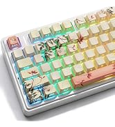 Tsungup PBT Rose Keycaps, Custom Landscape Painting, 131 Keys Side Print Keycap Keyboard Key caps