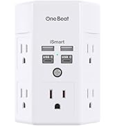 One Beat 1680J 3 Side Power Strip Multi Plug Expander, Surge Protector, 5 Outlets Extender, 4 USB...