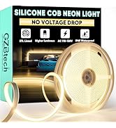 GZBtech Silicone COB Neon Rope Lights 16.4FT/5M, 2800K Super Bright Warm White Waterproof Neon St...