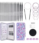 Coopay 9 Pairs Circular Knitting Needles, Portable Partitioned Storage Bag | Interchangeable Knit...