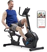 Sunny Health &amp; Fitness Smart Recumbent Bike Exercise Machine, 350LB Weight Capacity, Non-Crank De...