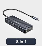 ANYOYO USB C Docking Station Dual HDMI Monitor Adapter 8-in-1 USB C HUB 3 Monitors Adapter with 4...