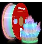 RepRapper Glow in The Dark PLA, White to Rainbow PLA Filament, 1.75mm (+- 0.03mm) 2.2lb (1kg) for...