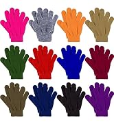 12 Pairs Kids Winter Gloves Toddler Full Fingers Knit Gloves Children Stretchy Warm Gloves Bulk f...