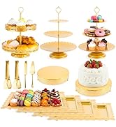 Gymdin 13 PCS Metal Cake Stand Set - Cupcake Stands, Cake Holder, Cookie Tray and More Dessert Di...