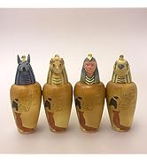 Egyptian Art canopic Jars Set 4 sons of Horus Miniature Figurines, Vintage Ancient Egyptian Statu...