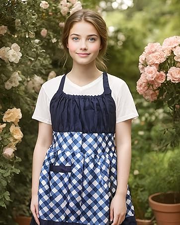 plaid apron dress bib apron for women cute girly cooking baking gift pioneer women