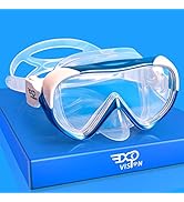 Kids Snorkel Swim Mask, Child Diving Mask Anti-Fog Swim Goggles with Nose Cover for Snorkeling Di...